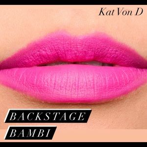 Kat Von d studded kiss lipstick backstage bambi